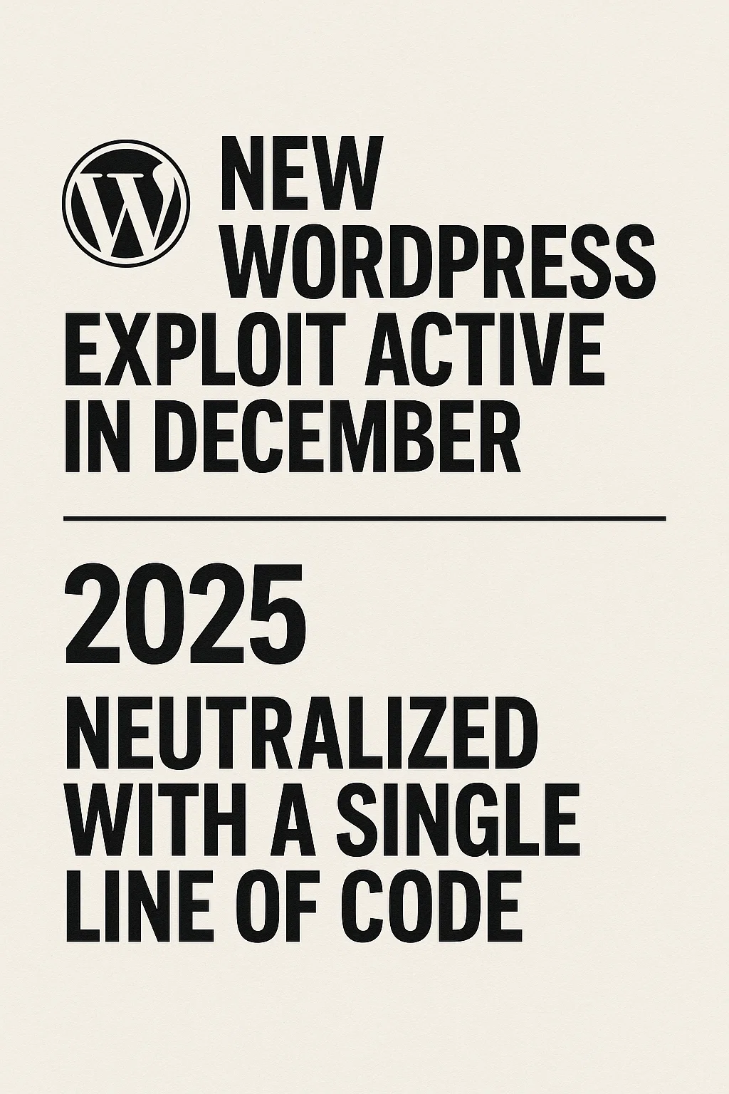 New WordPress - Exploit Active in December 2025